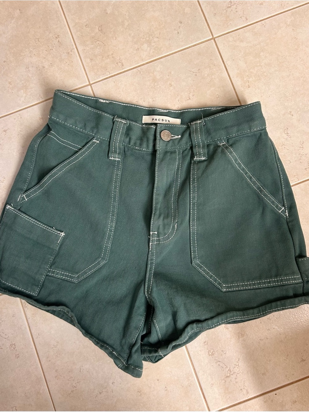 PacSun Dark Green High-Rise Utility Shorts